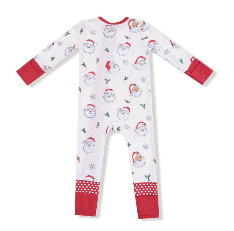 2 Way Zipper Romper - Vintage Santas