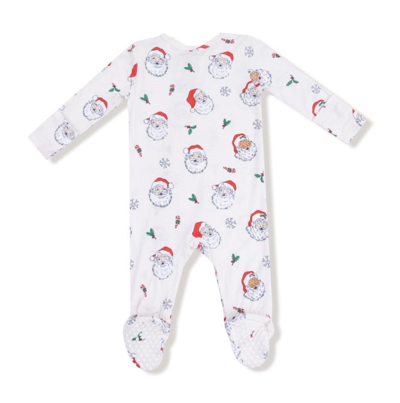 2 Way Zipper Footie - Vintage Santas