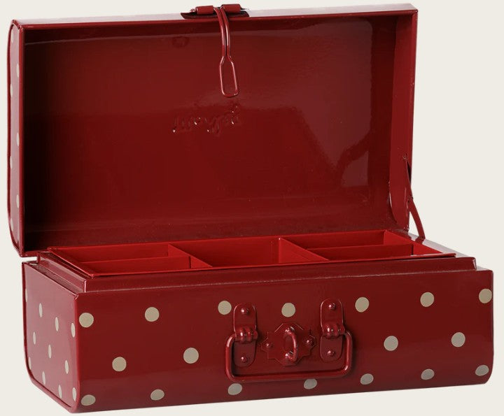 Maileg - Storage Suitcase, Small - Dark Red w. Tray - PREORDER FW26