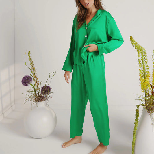Lunya - Washable Silk Long Sleeve Pant Set - Glade Green