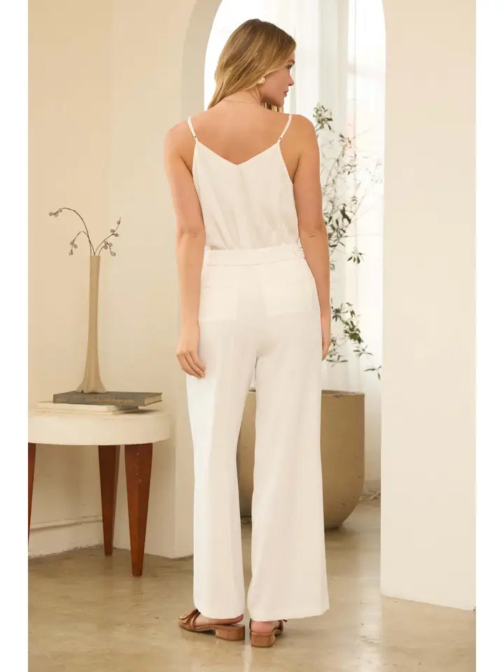 Recycled High Waisted Trousers - White