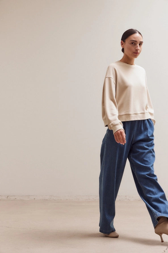 Grade + Gather - Washed Basic Crew Neck - Parchment