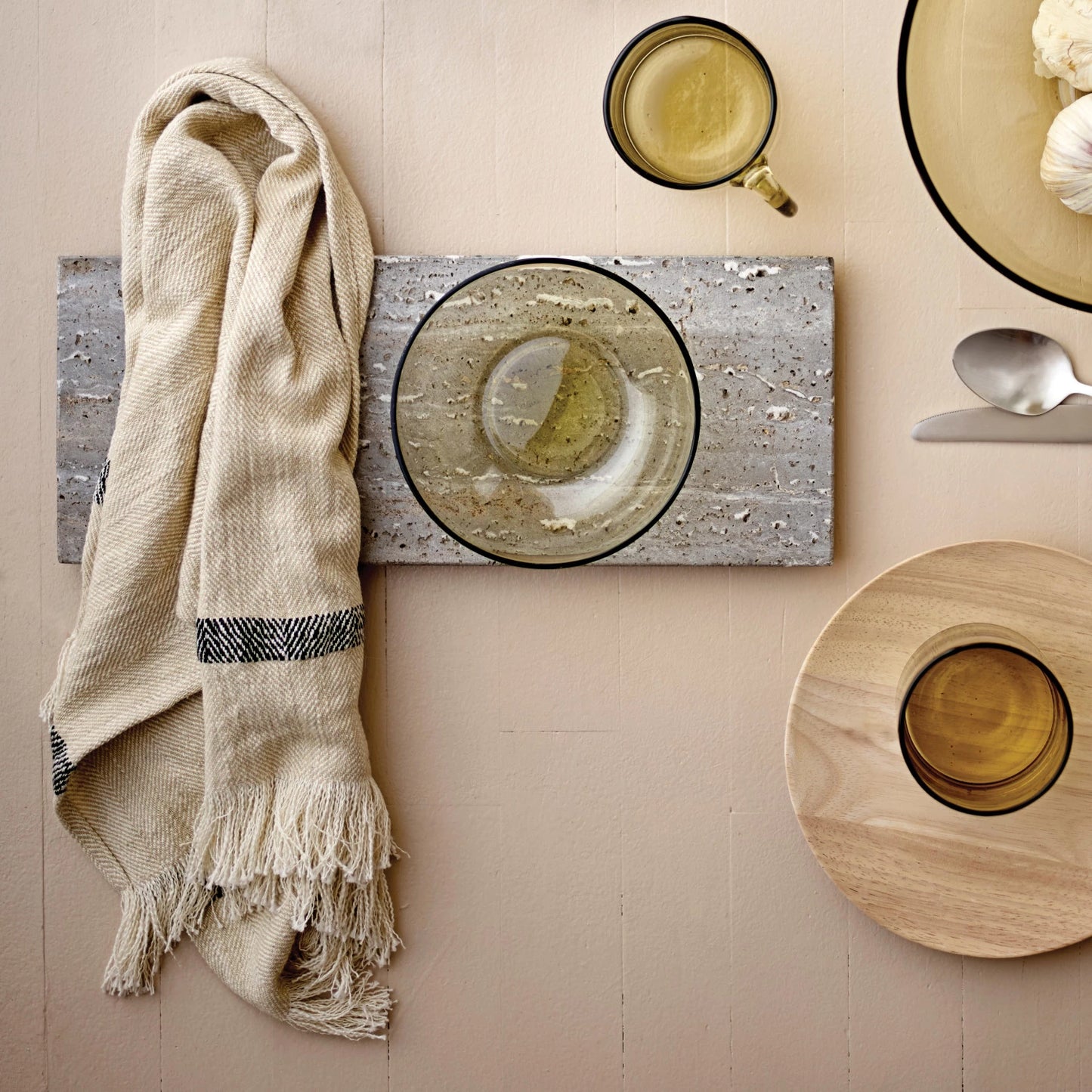 Striped Tea Towels with Fringe - Set of 2