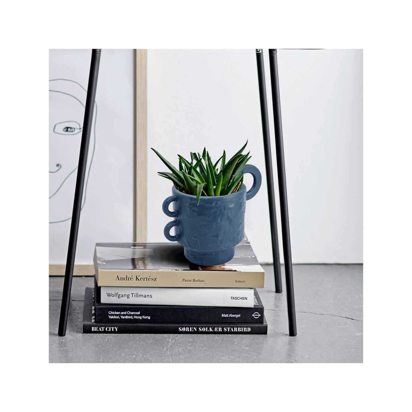 Stoneware Planter with Handles - Blue