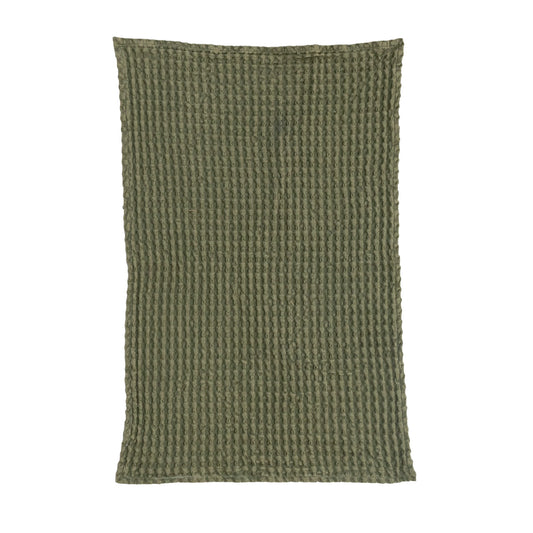 Bloomingville - Stonewash Cotton Waffle Weave Tea Towel - Moss