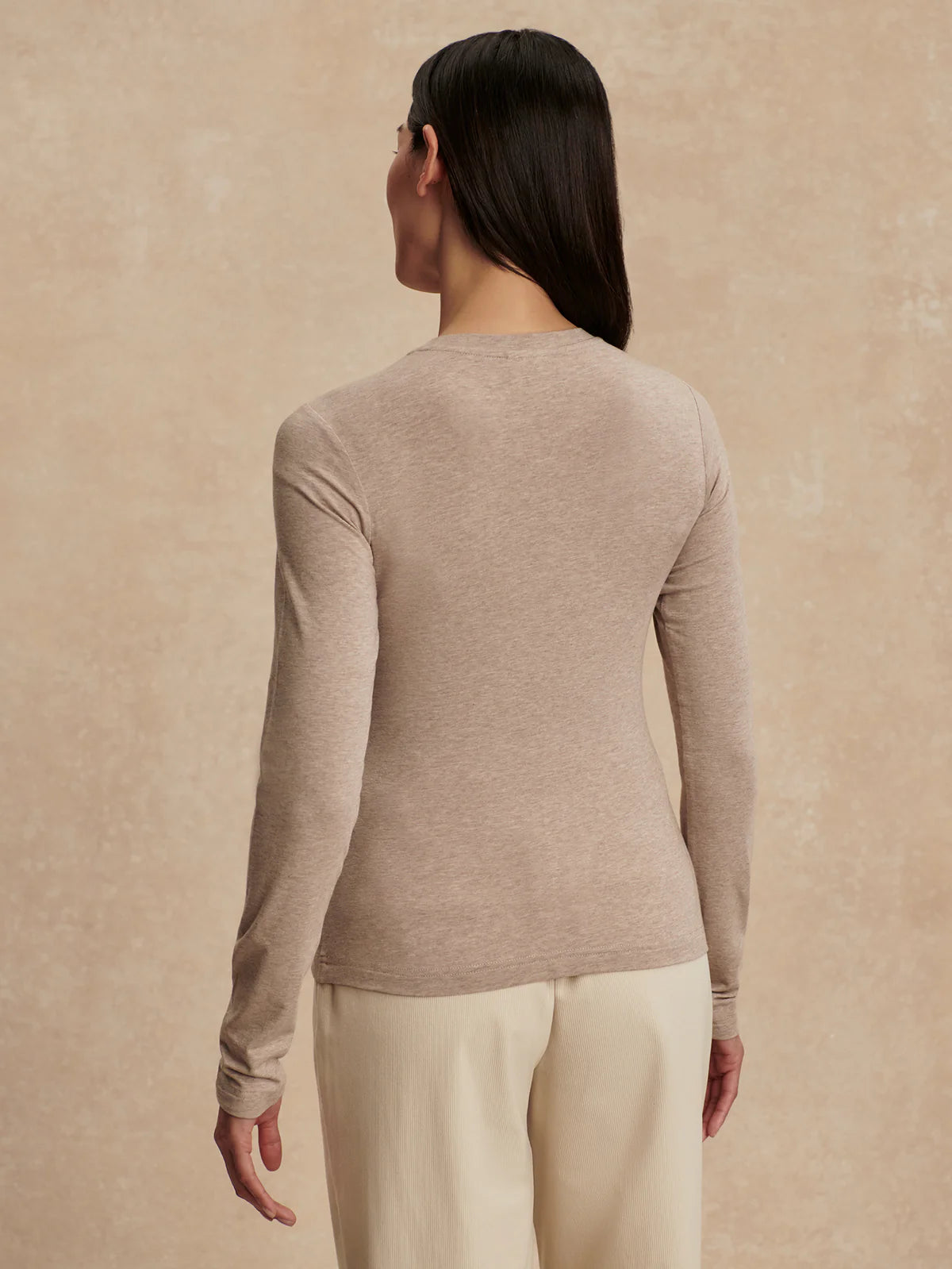 Varley - Edna Long Sleeve Fitted Tee - Taupe Marl