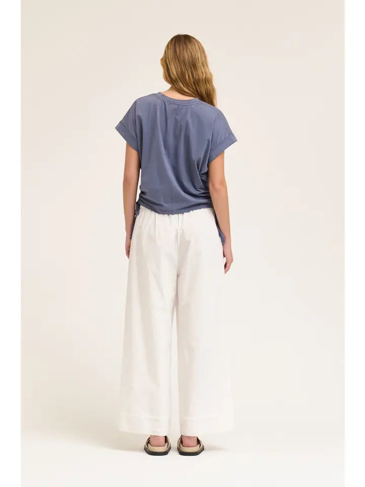 Side Scrunch Tee - Faded Blue