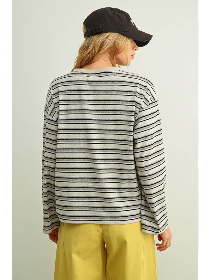 Longsleeve Stripe Tee - Denim/Black