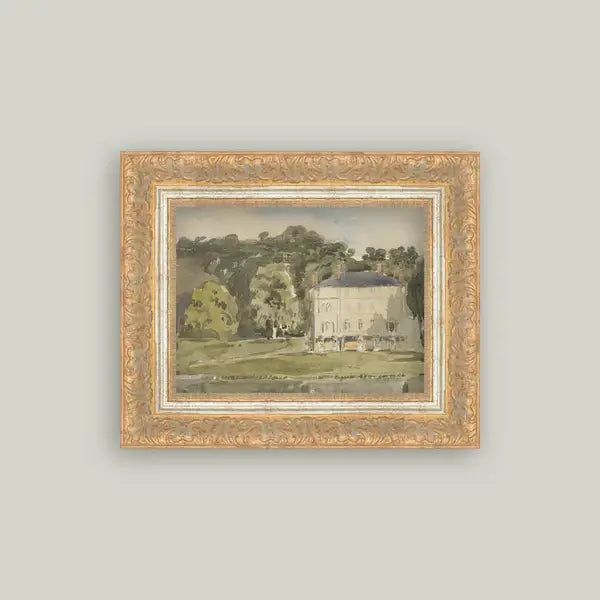 View of Chateau Framed Antique Art