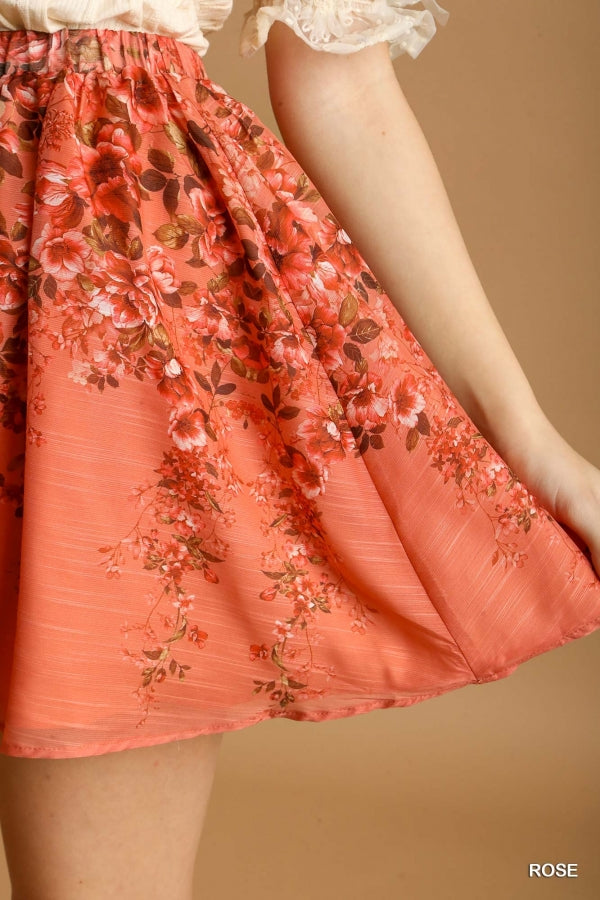 Floral Blouse + Skirt Set - Rose