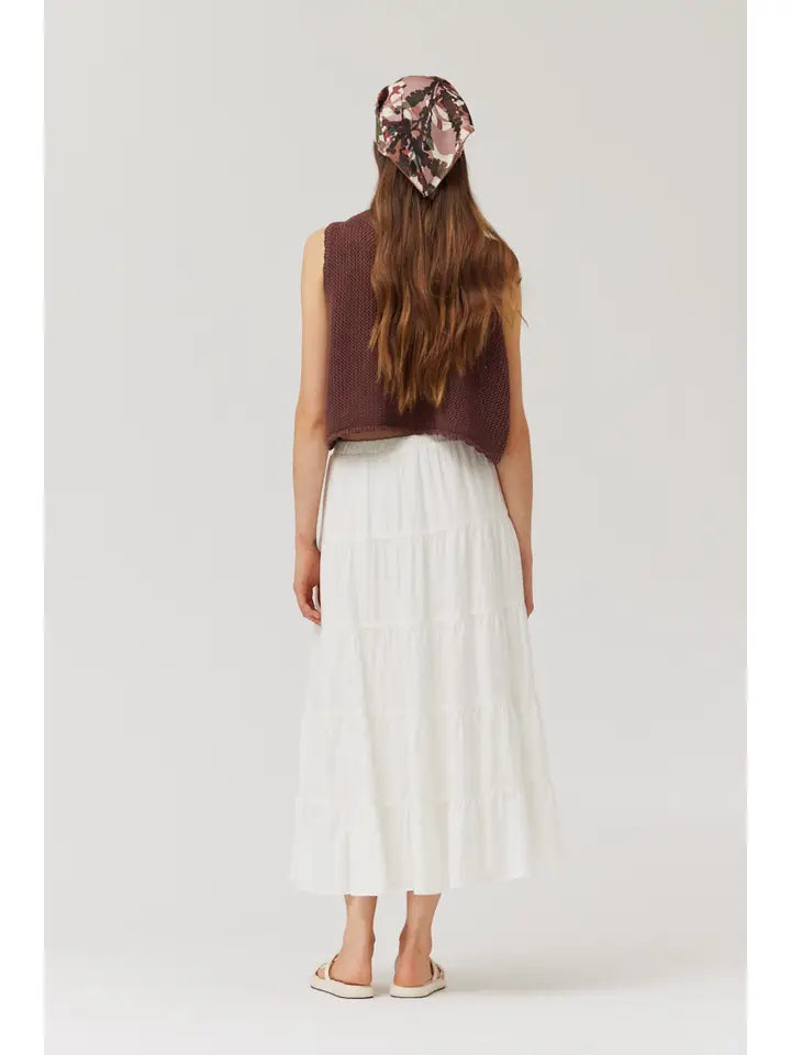 Grade + Gather - Tiered Midi Skirt - Off White