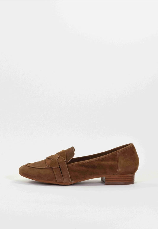Women's Loafers - Velvety Leather - Camel