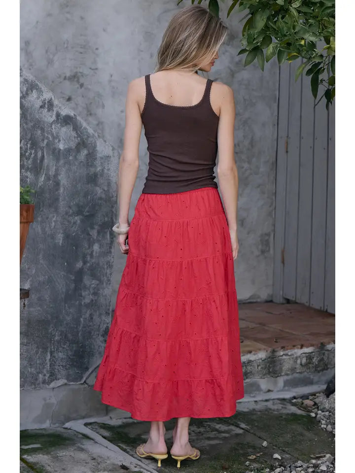 Pointelle Ribbed Button Front Knit Cami - Brown