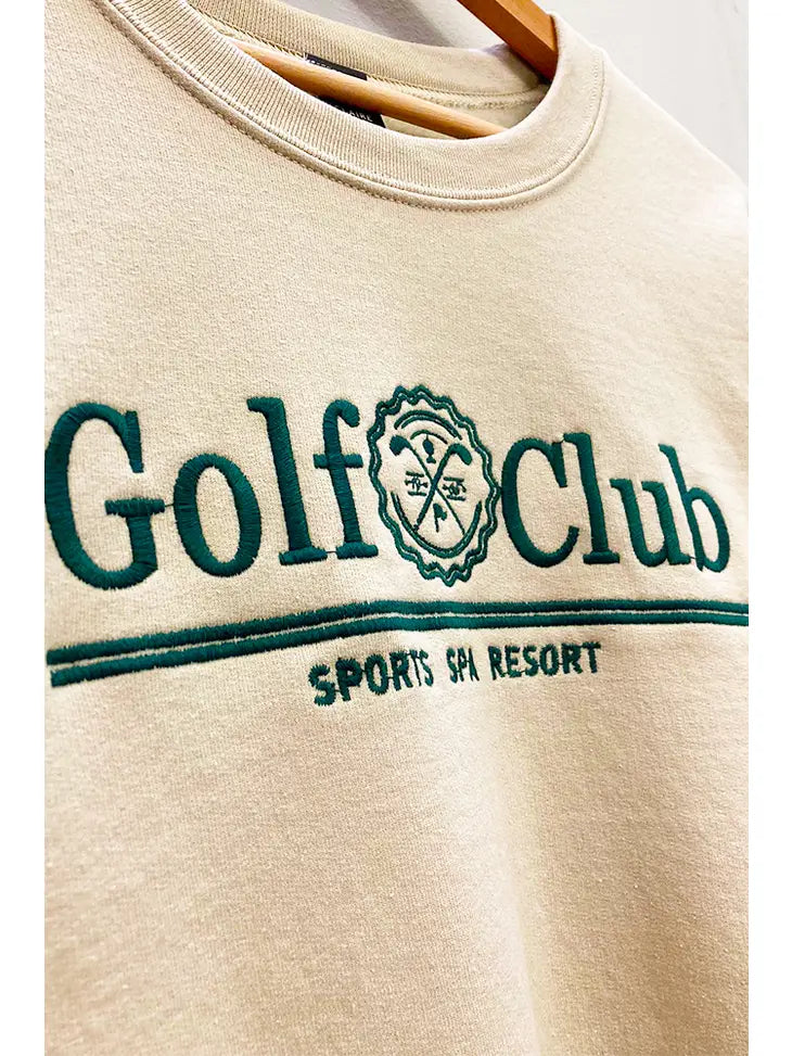 Oversized Golf Club Embroidered Sweatshirt - Sand