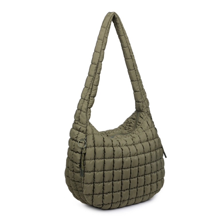 Revive - Quilted Nylon Hobo - Olive