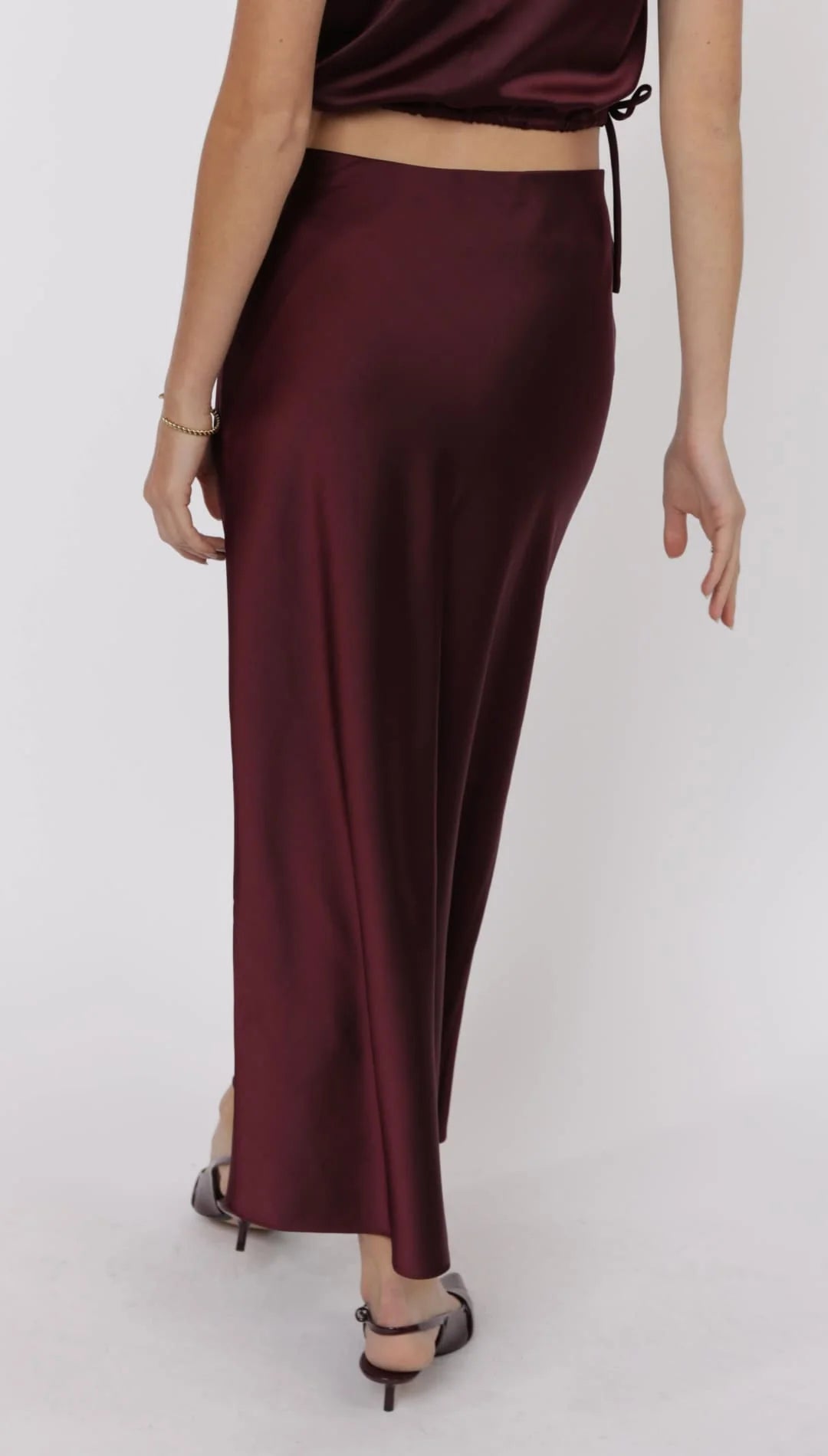 Deep Trance Bias Midi Skirt - Wine