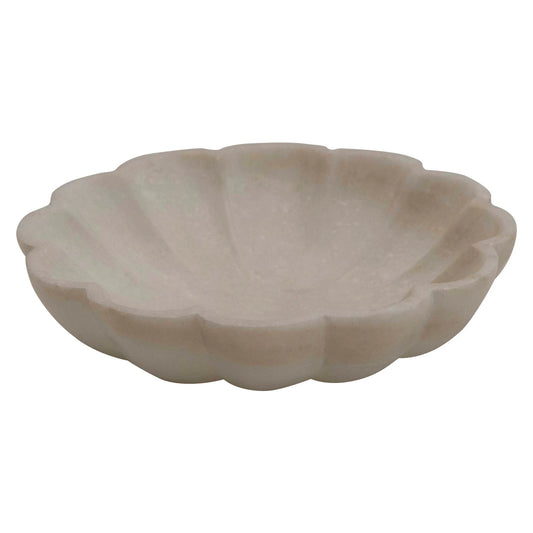Carved Marble Flower Shaped Dish