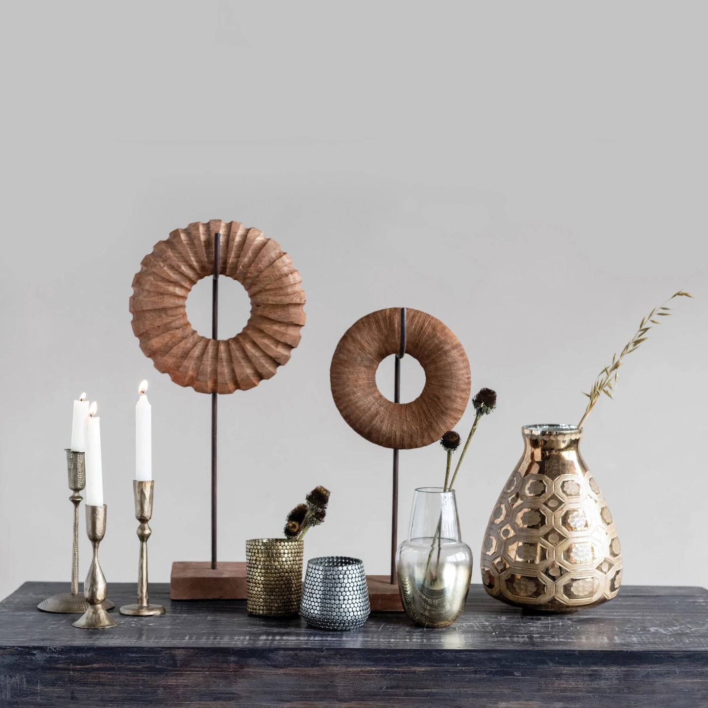 Hand-Forged Metal Taper Holder - Antique Finish