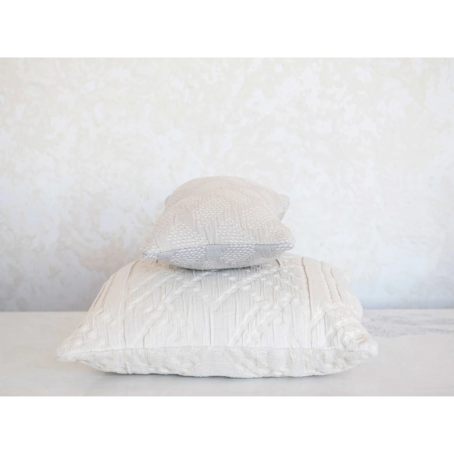 Woven Cotton Jacquard Lumbar Pillow - Gray