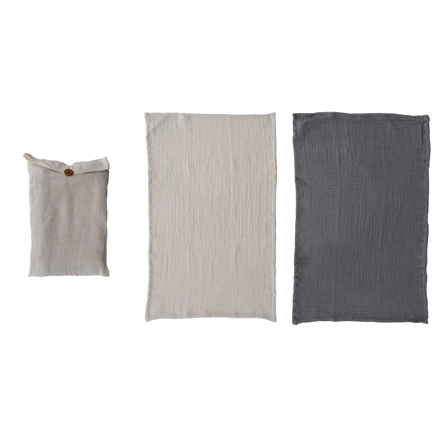 Set of 2 Off White Grey Linen Tea Towels Tuscany - LinenMe