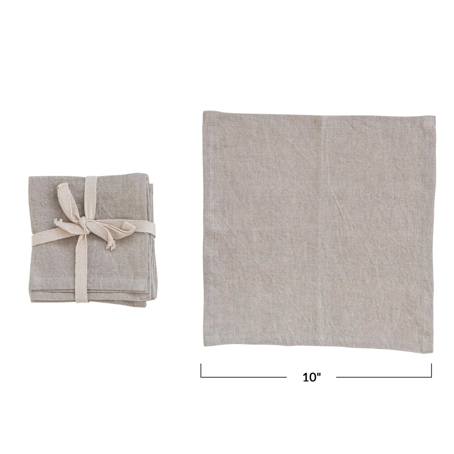 Stonewashed Linen Cocktail Napkins - Natural - Set of 4
