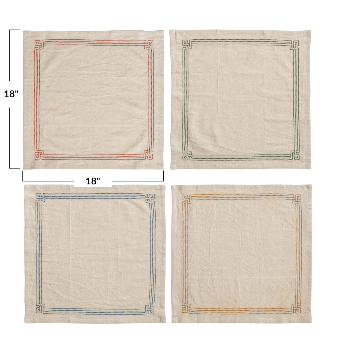 Embroidered Cotton Napkins - Set of 4