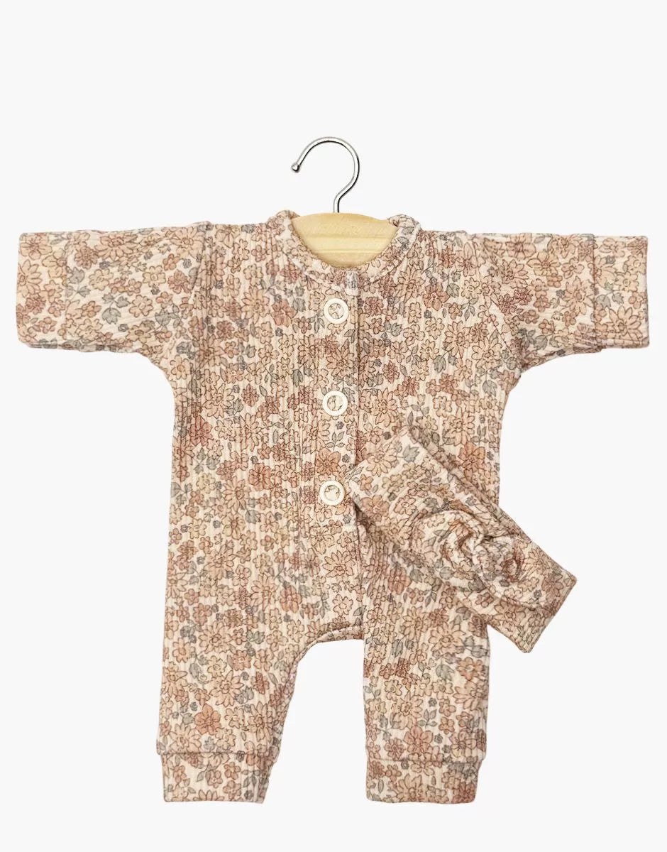 Minikane - Babies Collection - Lili Jumpsuit & Ribbed Headband - Small Cocoa Flowers