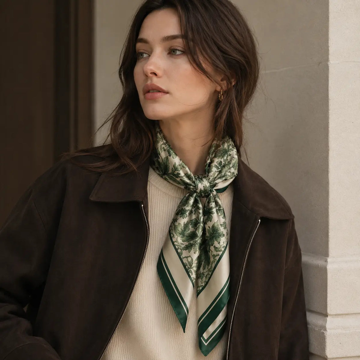 Mulberry Silk Botanical Scarf - Emerald