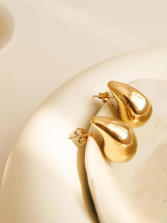 18K Large Droplet Earring - Gold