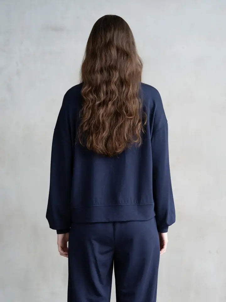 Long Sleeve Crew Neck Pullover - Slate Navy