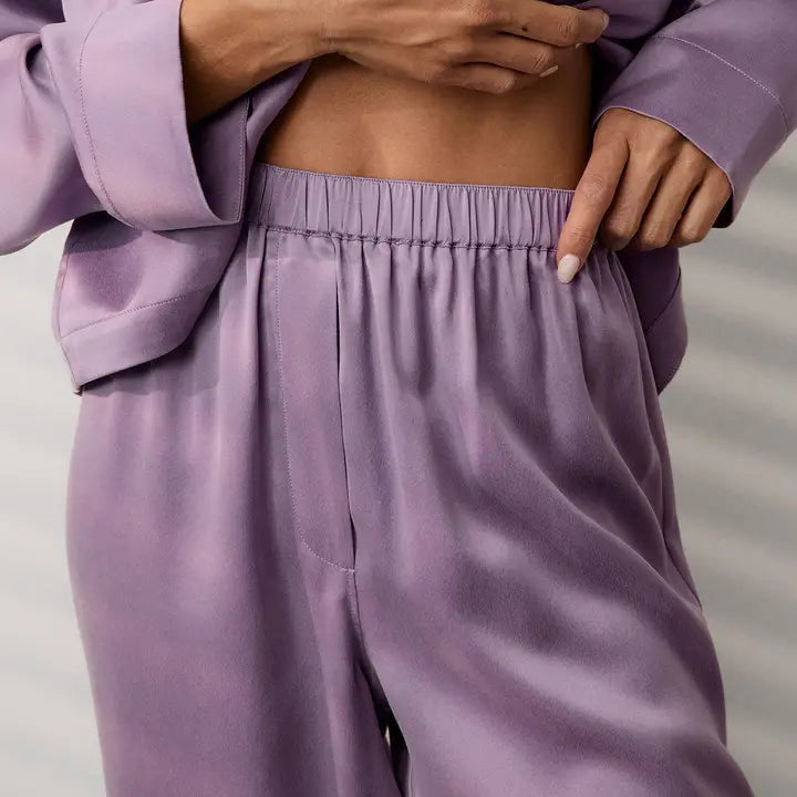 Lunya - Washable Silk Long Sleeve Pant Set - Dormant Orchid