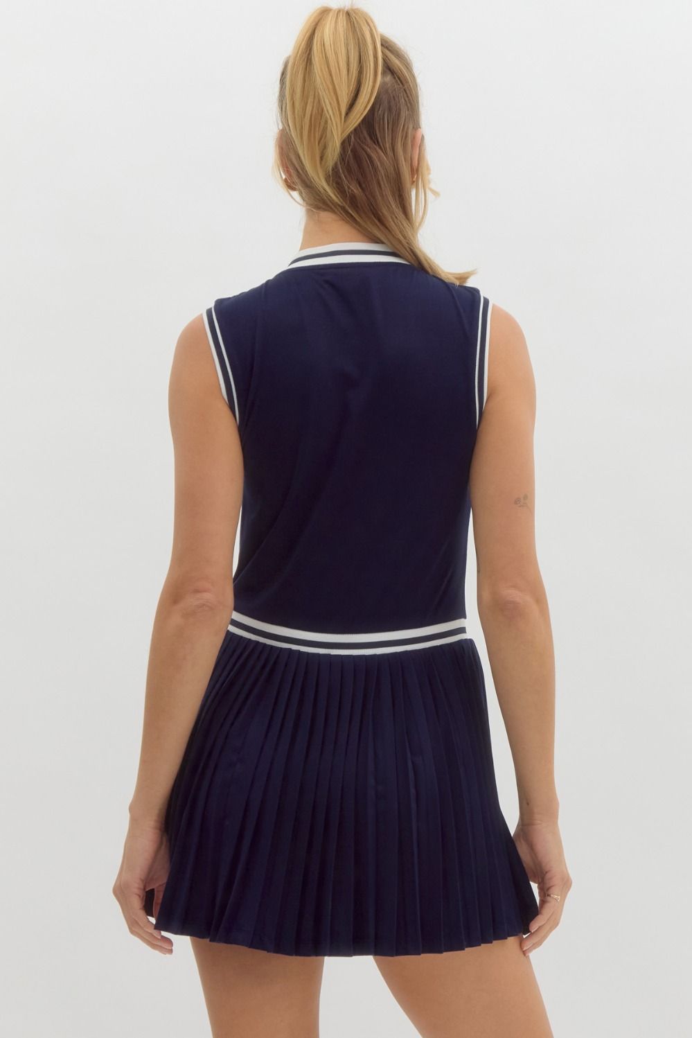 Collared Tennis Dress - Navy