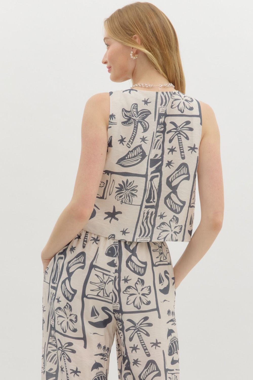 Tie Front Vest - Charcoal