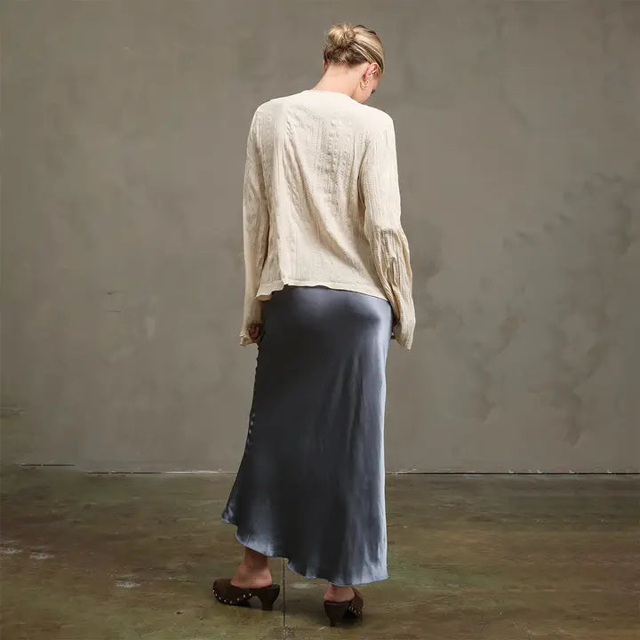 Satin Slip Skirt - Slate Blue