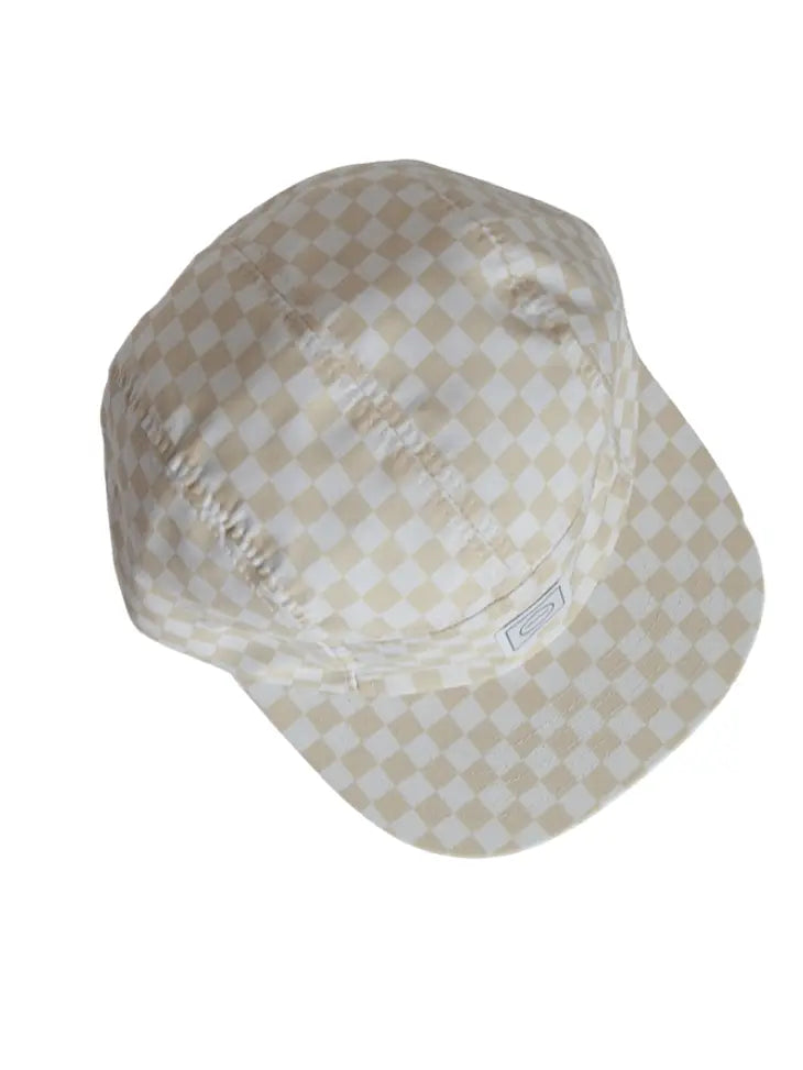 Kids Cotton Five-Panel Hat - Cream Check