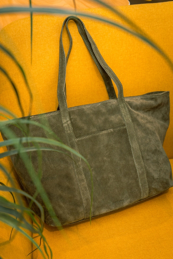 Francesca Suede Bag - Khaki