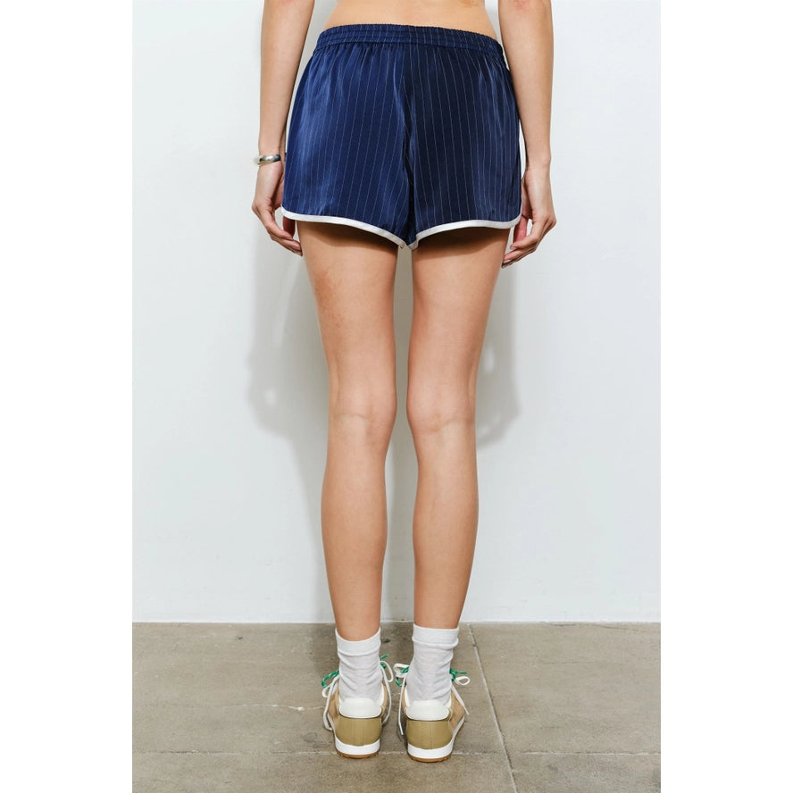 The Parker Striped Track Shorts - Navy