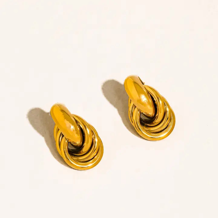 Rosavine 18K Gold Non-Tarnish Knot Hoop Earrings - Yellow Gold
