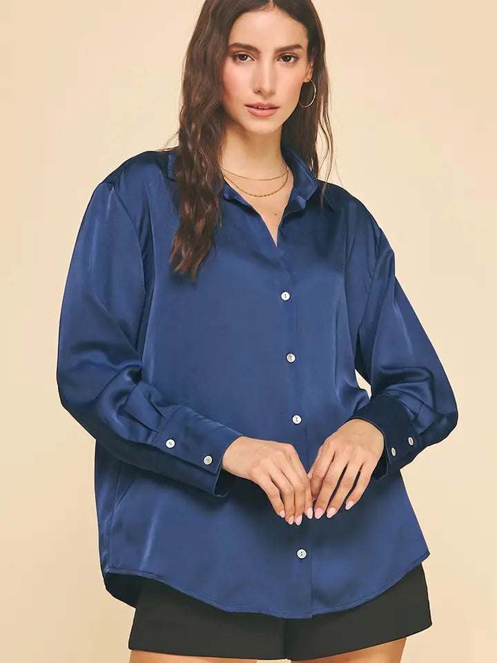 Button Down Woven Shirt - Deep Navy