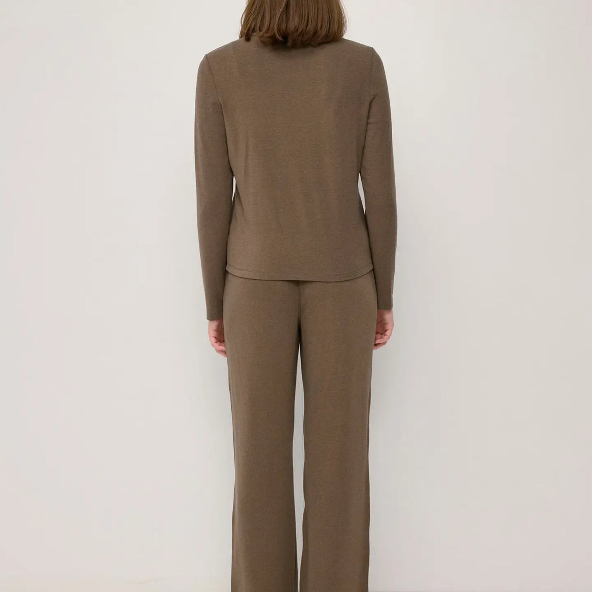 Knit Wide Leg Boxer Pants - Dark Taupe