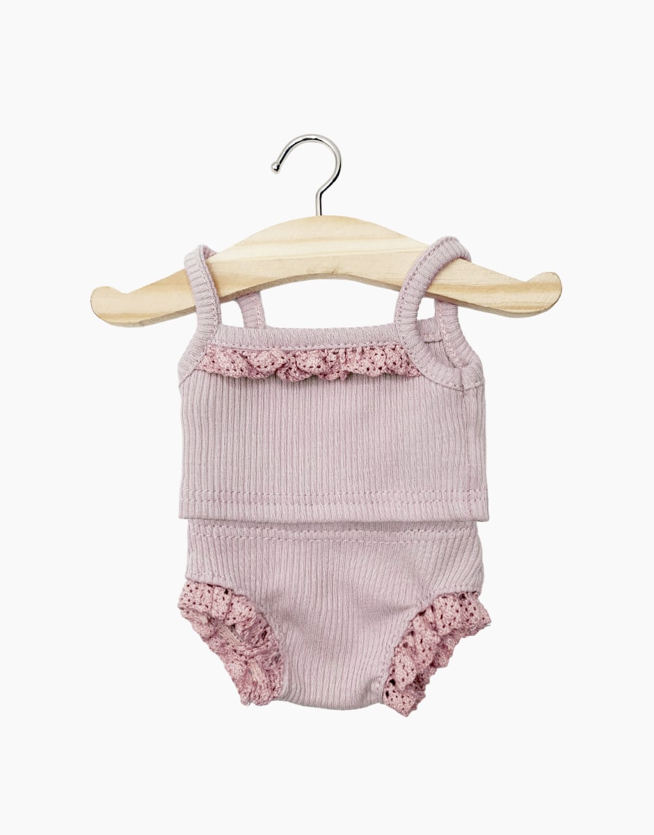 Minikane - Ribbed + Lace Underwear Set - Old Pink