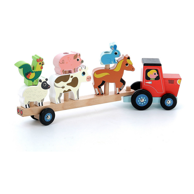 Vilac - Tractor and Trailer with Animals Stacking Game
