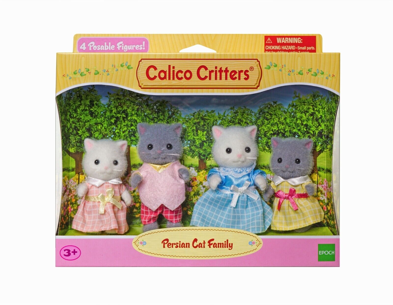 Calico Critters Persian Cat Family Epoch & 3 Baby Fun Hair Series opened store figures