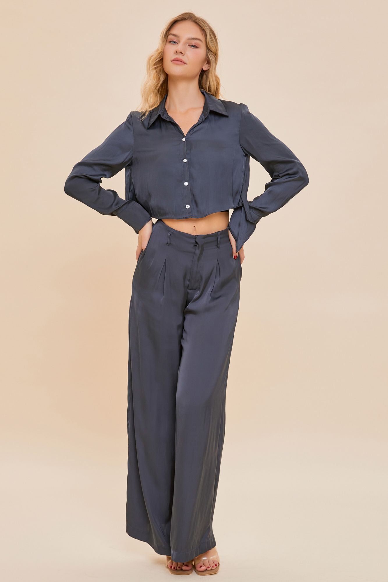 Back Tie Cropped Top - Midnight
