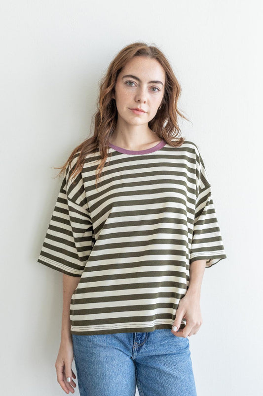 Striped Tee - Olive