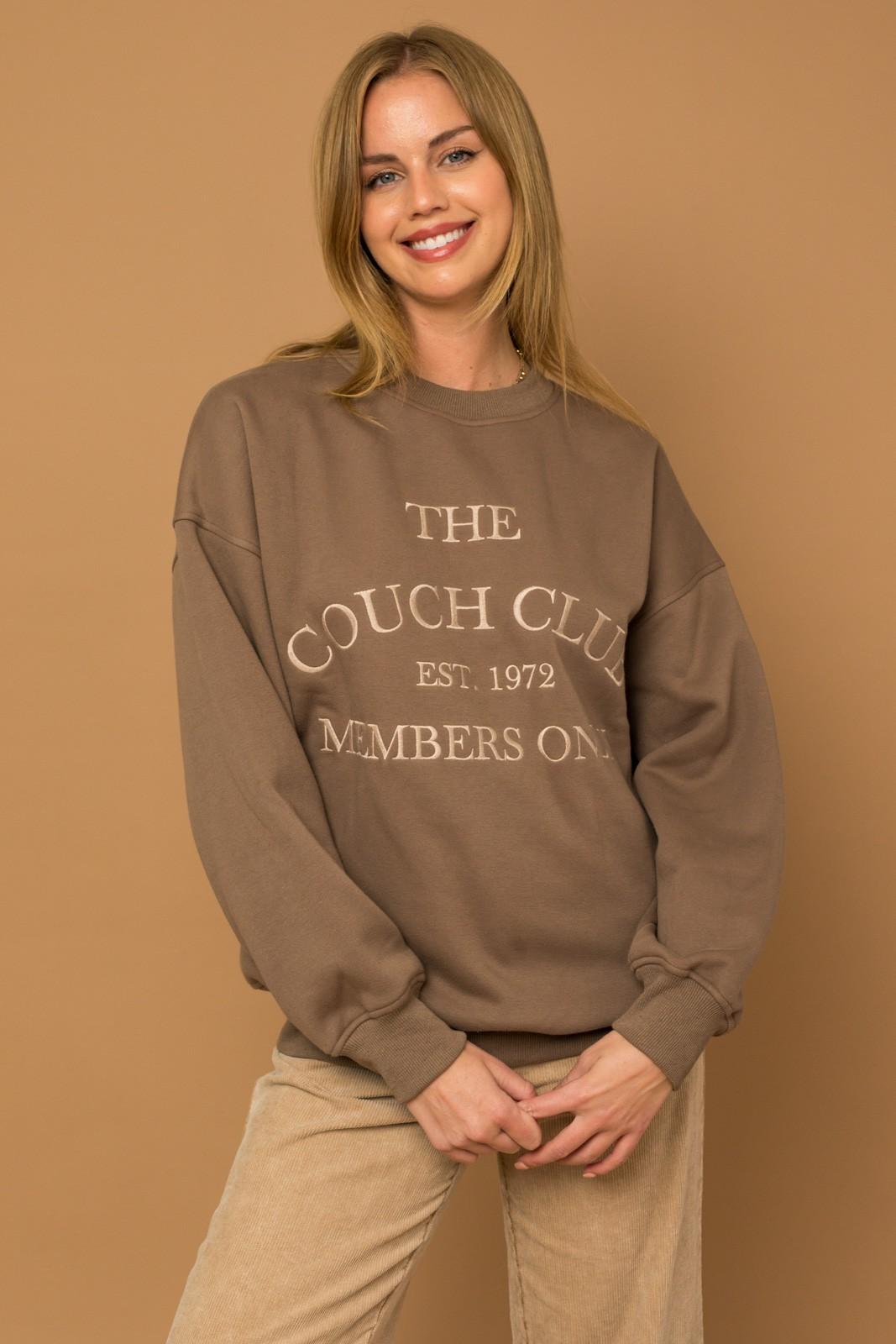 "The Couch Club" Fleece Sweatshirt - Mocha