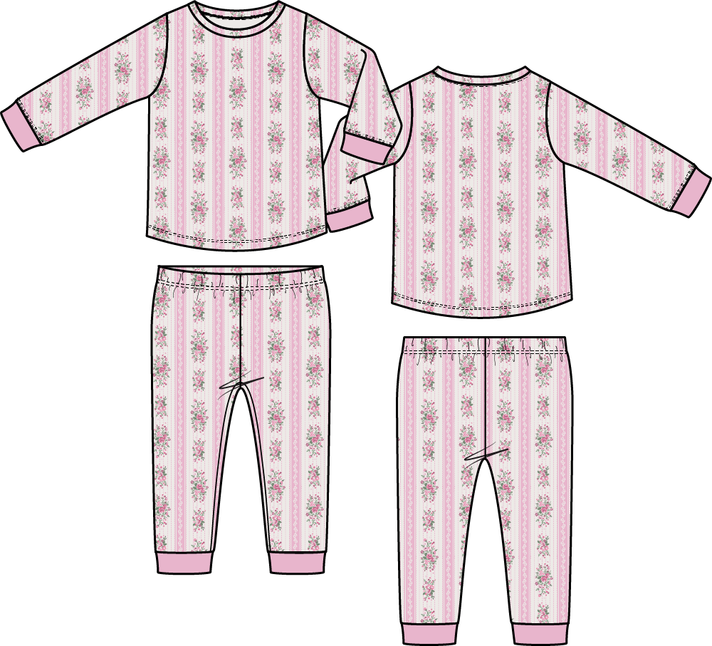 Long Sleeve Loungewear Set - Bella Rose Stripe