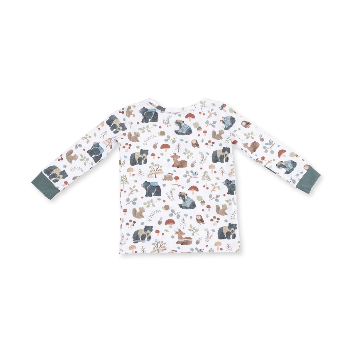 Long Sleeve Loungewear Set - Southern Woodland Animals Green