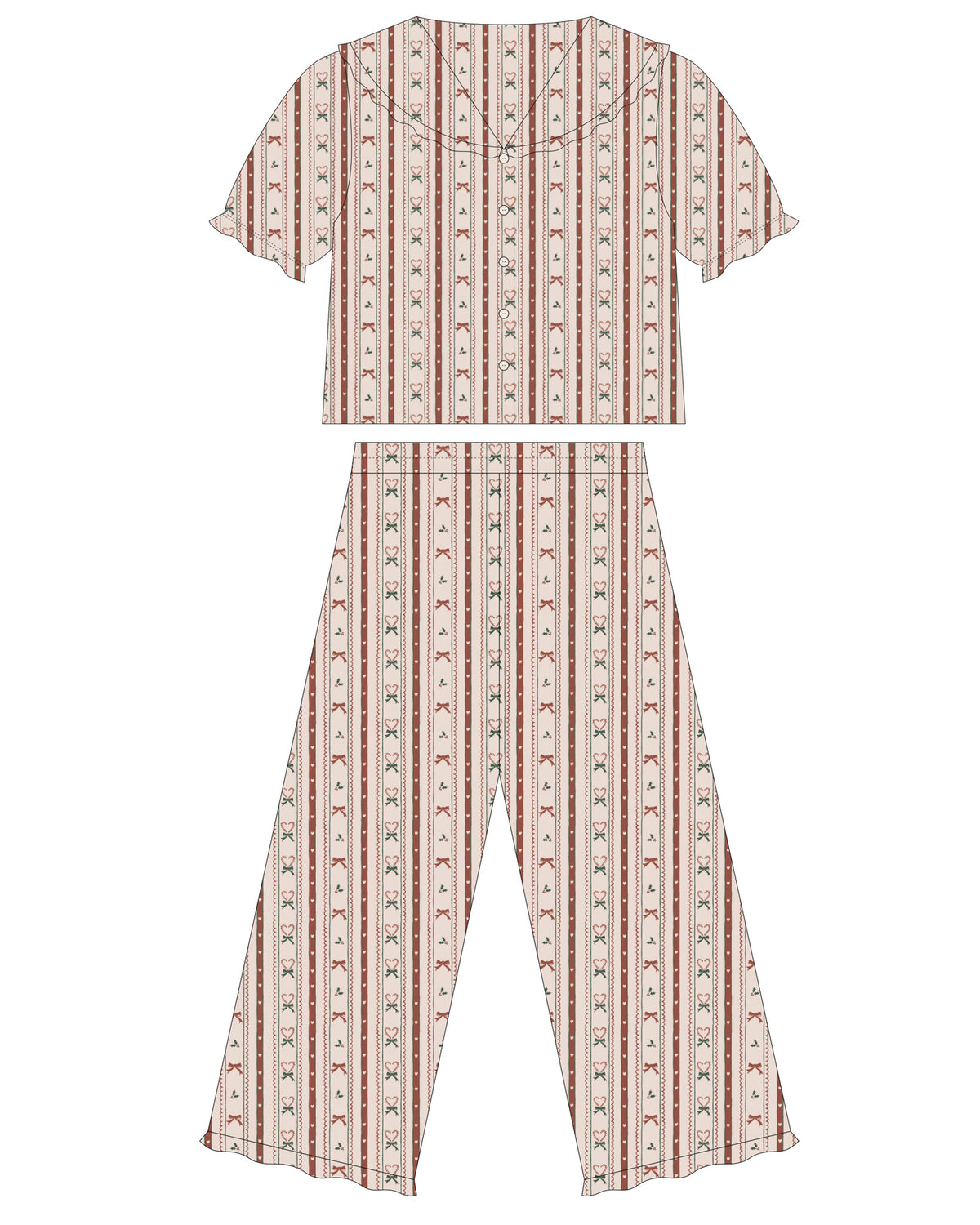 Rylee + Cru - Teen Ruffle Pajama - Candy Cane Lane