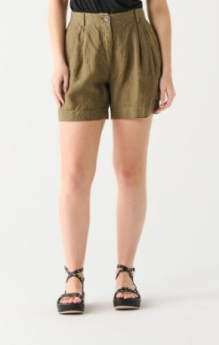 Linen Trouser Short - Khaki Green